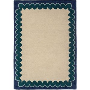Ručně tkaný vlněný koberec v přírodní barvě/zelenomodrý 140x200 cm Wiggle Wool – Flair Rugs obraz
