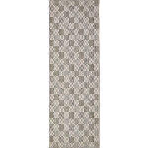 Zelený pratelný běhoun s příměsí bavlny 80x230 cm Muted Checkerboard – Flair Rugs obraz
