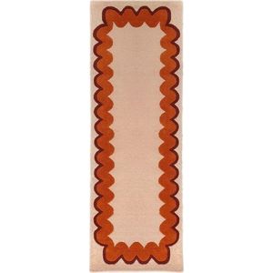 Oranžový/v přírodní barvě ručně tkaný vlněný běhoun 80x230 cm Wiggle Wool – Flair Rugs obraz