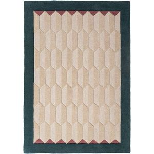 Ručně tkaný vlněný koberec v přírodní barvě/zelenomodrý 200x290 cm Apex Border Wool – Flair Rugs obraz