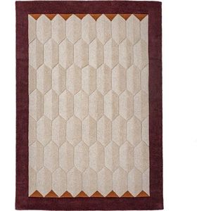 Vínový/v přírodní barvě ručně tkaný vlněný koberec 120x170 cm Apex Border Wool – Flair Rugs obraz