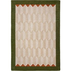 Zelený/v přírodní barvě ručně tkaný vlněný koberec 120x170 cm Apex Border Wool – Flair Rugs obraz