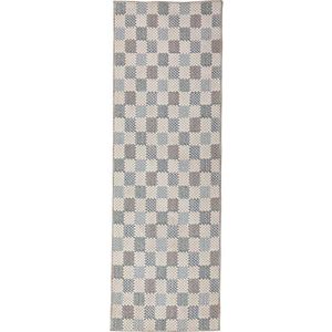 Modrý pratelný běhoun s příměsí bavlny 80x230 cm Muted Checkerboard – Flair Rugs obraz