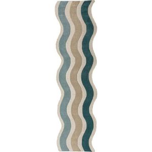 Modrý ručně tkaný vlněný běhoun 80x300 cm Cascade Wool – Flair Rugs obraz