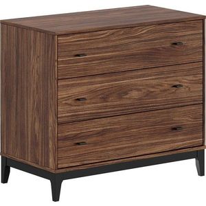 Komoda v dekoru ořechu v tmavě přírodní barvě 100x89x55 cm Ilyas – Vipack obraz