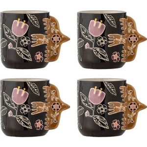 Tmavě hnědé kameninové šálky v sadě 4 ks na latte 325 ml Vivielle – Bloomingville obraz