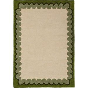 Zelený/v přírodní barvě ručně tkaný vlněný koberec 140x200 cm Wiggle Wool – Flair Rugs obraz