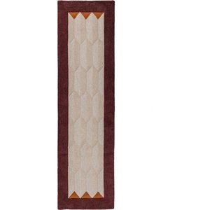 Vínový/v přírodní barvě ručně tkaný vlněný běhoun 60x230 cm Apex Border Wool – Flair Rugs obraz