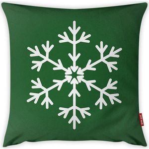 Povlak na polštář Vitaus Christmas Period Green Simple Snowflake, 43 x 43 cm obraz