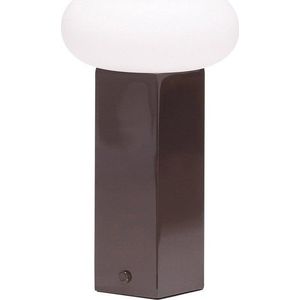 Hnědá kovová LED stmívatelná stolní lampa se skleněným stínidlem (výška 20 cm) Low – Hübsch obraz