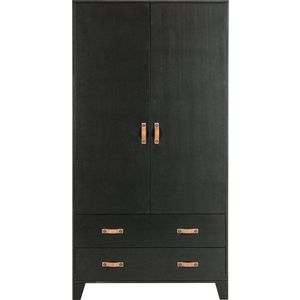 Černá šatní skříň z borovicového dřeva 94x180 cm Dian - WOOOD obraz
