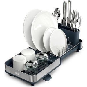 Černý nastavitelný plastový odkapávač 31x19 cm Extend Slim Steel – Joseph Joseph obraz