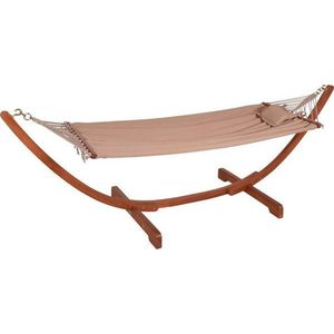 Zahradní houpací lehátko na konstrukci z eukalyptového dřeva Garden Pleasure Hammock Madeira obraz