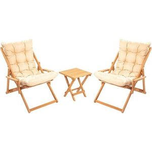 Zahradní lounge set z bukového dřeva v krémovo-přírodní barvě pro 2 – Floriane Garden obraz