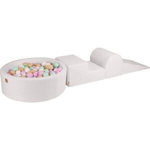 Bílé pěnové hřiště 3 ks z materiálu bouclé výška 30 cm 225x90 cm – Meowbaby obraz