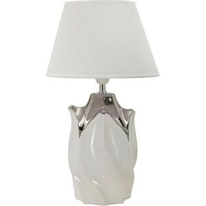 Bílá/ve stříbrné barvě keramická stolní lampa s textilním stínidlem (výška 51 cm) Shiney – Mauro Ferretti obraz