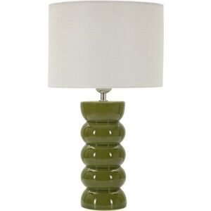 Bílá/zelená keramická stolní lampa s textilním stínidlem (výška 46 cm) Torr – Mauro Ferretti obraz