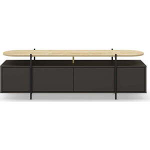 Černý TV stolek v dekoru dubu 160x48 cm Hinoa – Marckeric obraz