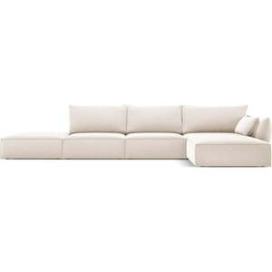 Béžová sametová rohová pohovka (pravý roh/s lenoškou) Vanda – Mazzini Sofas obraz