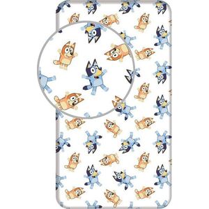 Bílé napínací bavlněné dětské prostěradlo na jednolůžko 90x200 cm Bluey – Jerry Fabrics obraz