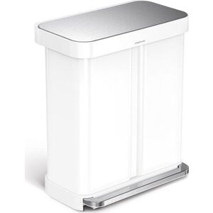 Bílý ocelový odpadkový koš 34+24 l na tříděný odpad/nášlapný Dual – simplehuman obraz