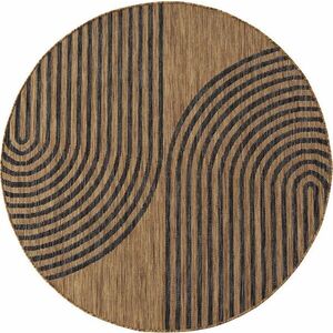 Černý/hnědý kulatý vnitřní a venkovní koberec ø 80 cm Mira 1453 – Ayyildiz Carpets obraz