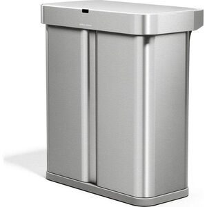 Ocelový odpadkový koš 34+24 l na tříděný odpad/bezdotykový ve stříbrné barvě Dual Sensor – simplehuman obraz
