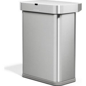 Bezdotykový ocelový odpadkový koš ve stříbrné barvě 58 l Sensor – simplehuman obraz
