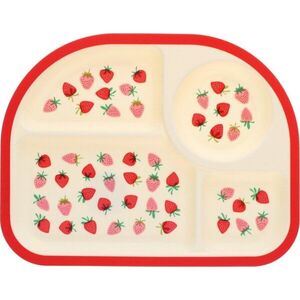 Červený/béžový plastový dětský talíř 21x27 cm Little Strawberry – Rex London obraz