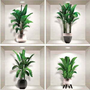 Sada 4 3D samolepek na zeď Ambiance Exotic Palm Leaves obraz