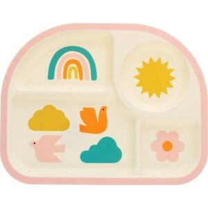 Béžový plastový dětský talíř 21x27 cm Rainbow Garden – Rex London obraz