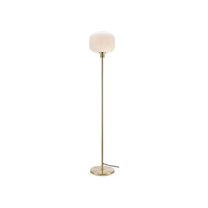 Bílá stojací lampa s konstrukcí ve zlaté barvě Markslöjd Sober obraz