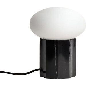 Bílá/černá kovová stolní lampa se skleněným stínidlem (výška 20 cm) Idela – Kave Home obraz