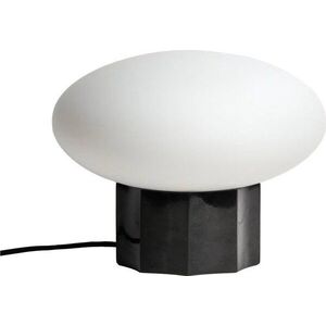 Bílá/černá kovová stolní lampa se skleněným stínidlem (výška 20 cm) Idela – Kave Home obraz
