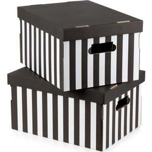 Kartonové úložné boxy s víkem v sadě 2 ks Stripes – Compactor obraz