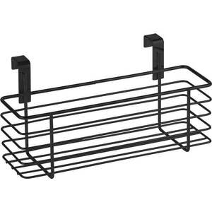 Černý závěsný kovový košík na kuchyňská dvířka Wenko Slim, 24 x 10 cm obraz