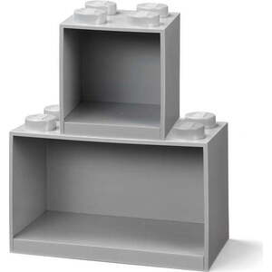 Sada 2 dětských šedých nástěnných polic LEGO® Brick obraz
