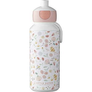 Bílá/světle růžová plastová dětská lahev 400 ml Flowers & Butterflies by Little Dutch – Mepal obraz
