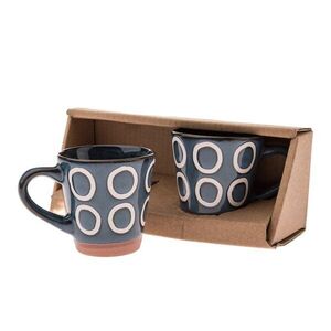 Tmavě modré keramické hrnky v sadě 2 ks na espresso 100 ml Rings – Dakls obraz