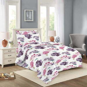 Růžovo-fialové bavlněné povlečení na jednolůžko 140x200 cm Nela – Cotton House obraz