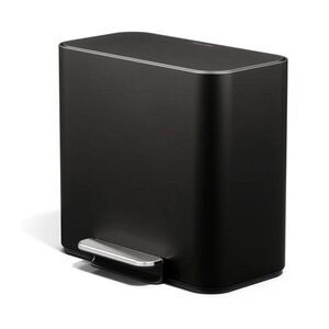 Matně černý ocelový odpadkový koš na tříděný odpad/nášlapný 15 l Dual Mini – simplehuman obraz