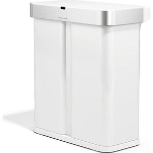 Matně bílý ocelový odpadkový koš 34+24 l na tříděný odpad/bezdotykový Dual Sensor – simplehuman obraz