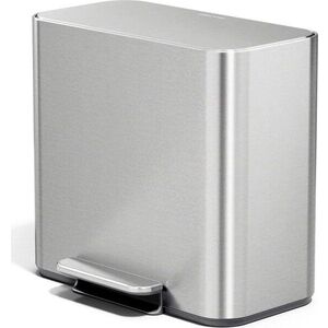 Odpadkový koš na tříděný odpad/nášlapný z nerezové oceli v matně stříbrné barvě 15 l Dual Mini – simplehuman obraz