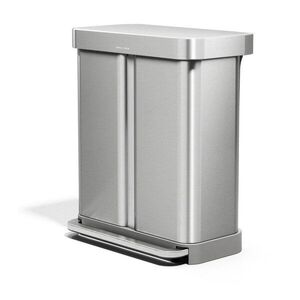 Ocelový odpadkový koš 34+24 l na tříděný odpad/nášlapný v matně stříbrné barvě – simplehuman obraz