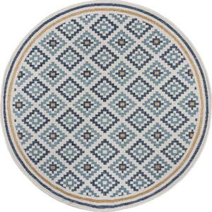 Žluto-modrý kulatý vnitřní a venkovní koberec ø 160 cm Zia Trellis – Flair Rugs obraz