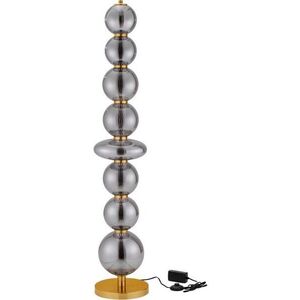 Šedá kovová LED stmívatelná stojací lampa se skleněným stínidlem (výška 140 cm) Navi – Nova Luce obraz
