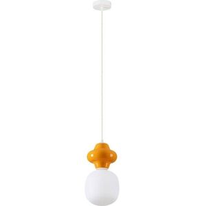 Bílé/oranžové keramické závěsné svítidlo se skleněným stínidlem ø 18 cm Clio – Nova Luce obraz
