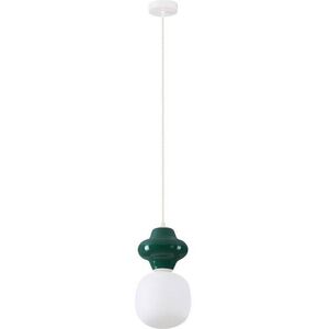 Bílé/v petrolejové barvě keramické závěsné svítidlo se skleněným stínidlem ø 18 cm Clio – Nova Luce obraz