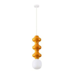 Bílé/oranžové keramické závěsné svítidlo se skleněným stínidlem ø 18 cm Clio – Nova Luce obraz