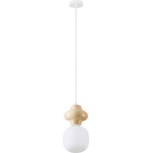 Bílé/krémové keramické závěsné svítidlo se skleněným stínidlem ø 18 cm Clio – Nova Luce obraz